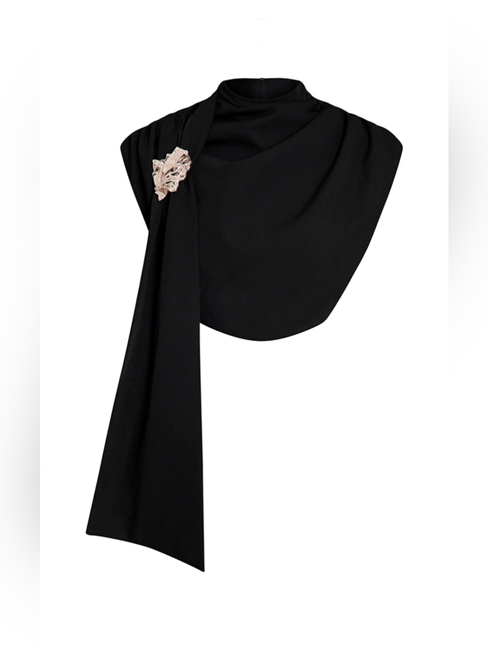 Premium Black Woven Trim Detail Draped Crop Top